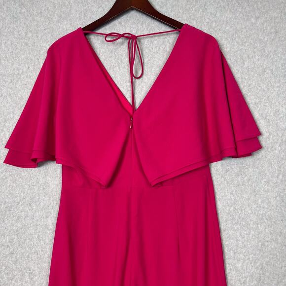 Halston Heritage Pink Cape Overlay Wide Leg Jumpsuit Size 6 - Picture 6 of 10